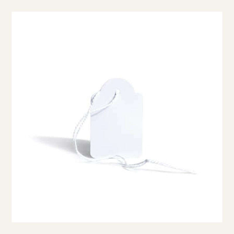 White scalloped Hang Tag with cord