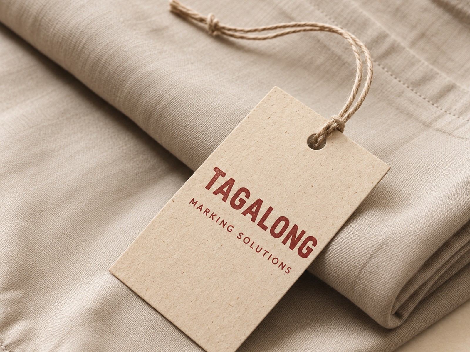 TagAlong Hang Tag on a garment