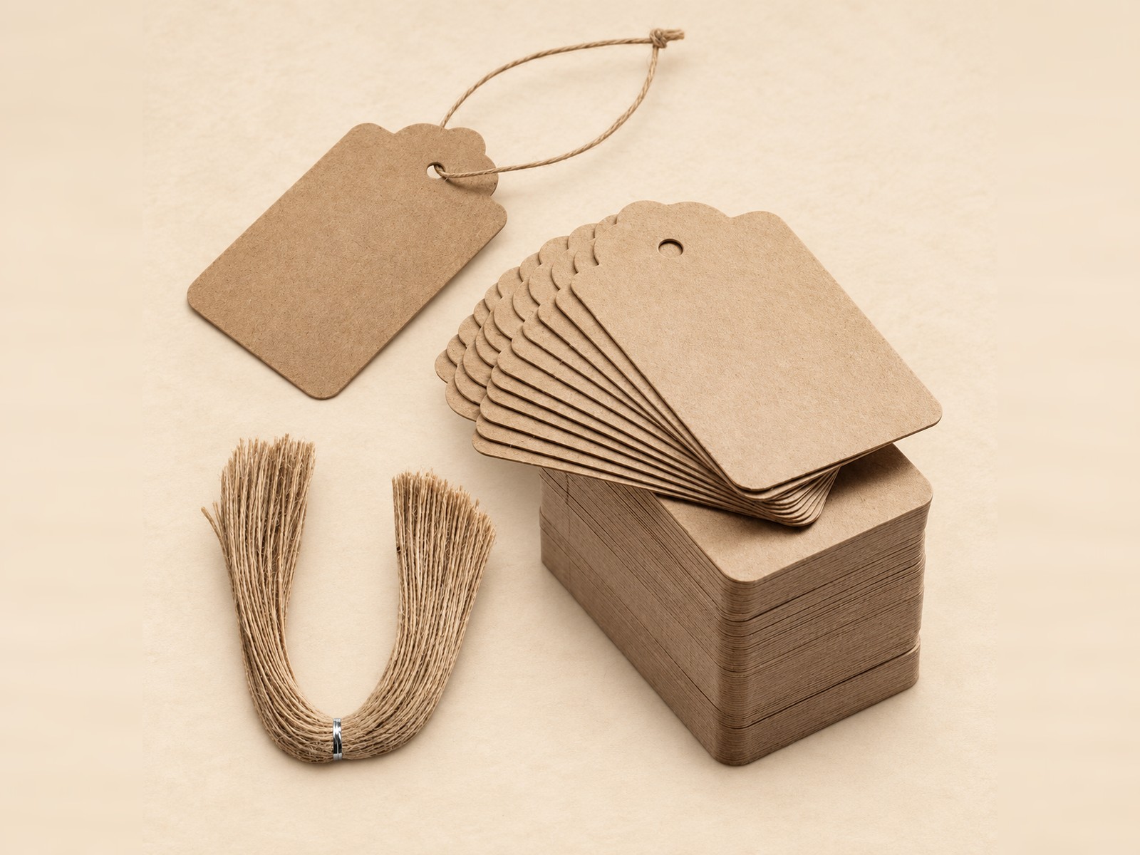 Scalloped Hang Tags with jute string