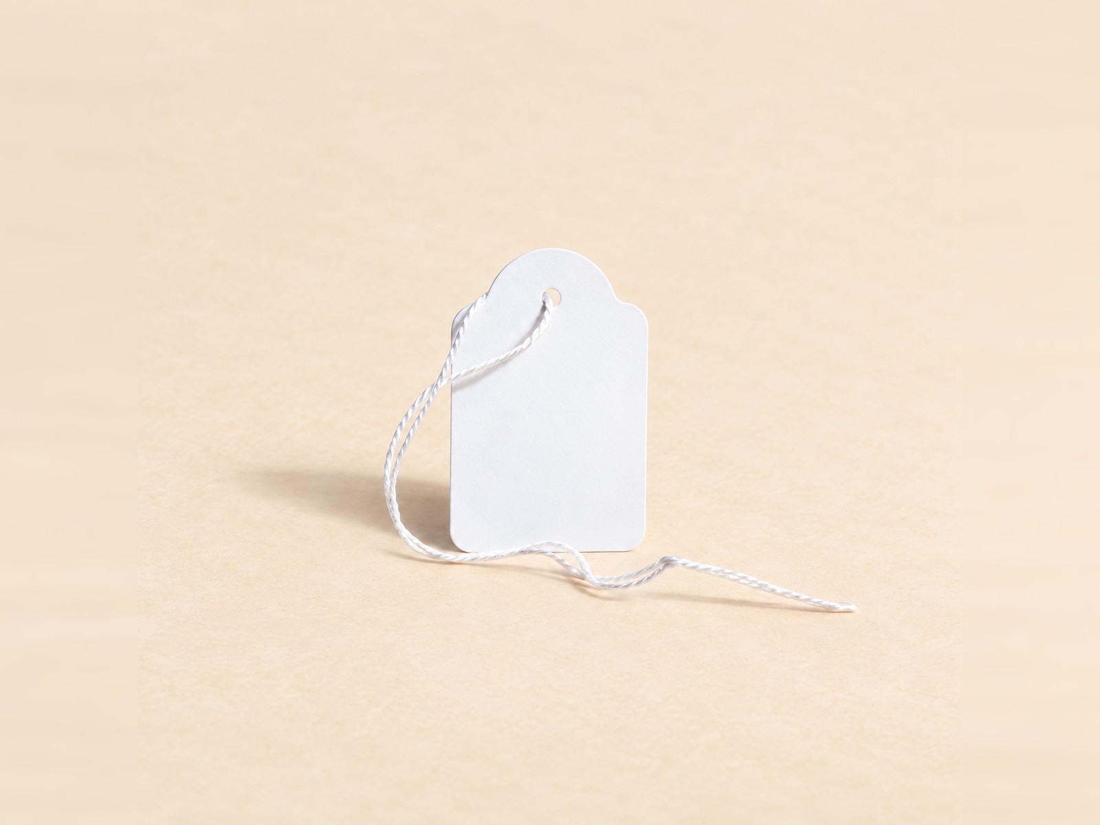 White scalloped Hang Tag with string