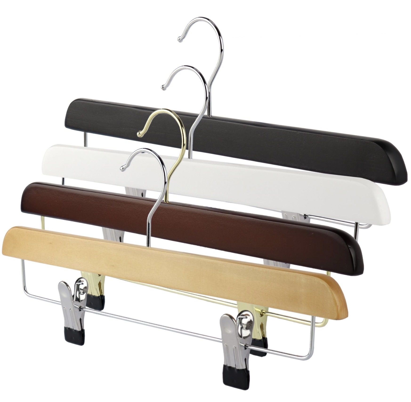 Clip Hangers in black, white, walnut and natural