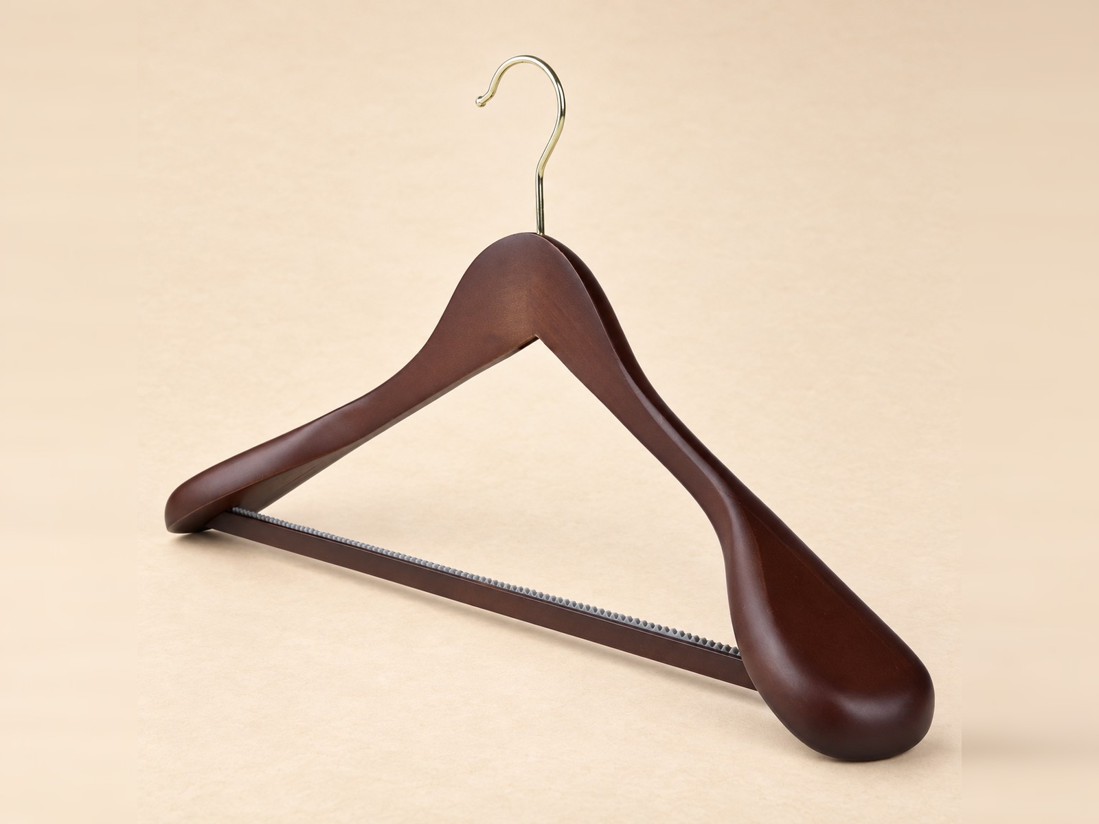 Dark wood suit Hanger, side view