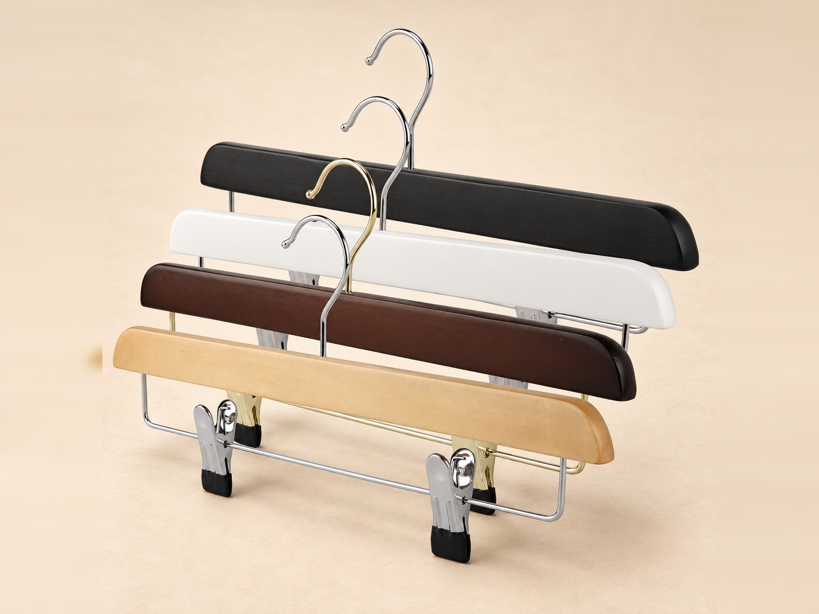 Clip Hangers in black, white, walnut and natural