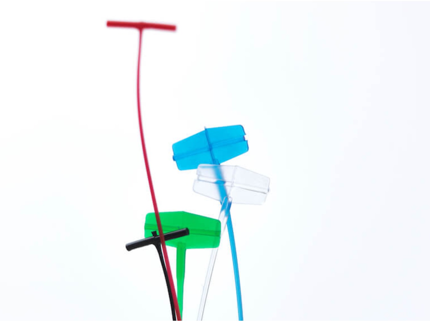 T-end Tag Pins in red, green, black, blue and clear