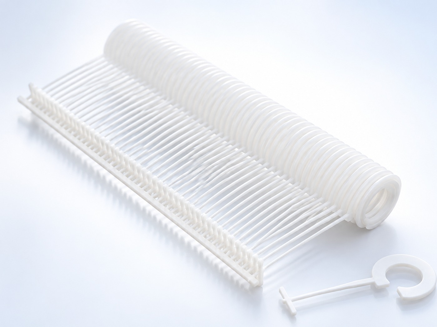Hook Tag Pins on a clip strip — roll and single pin