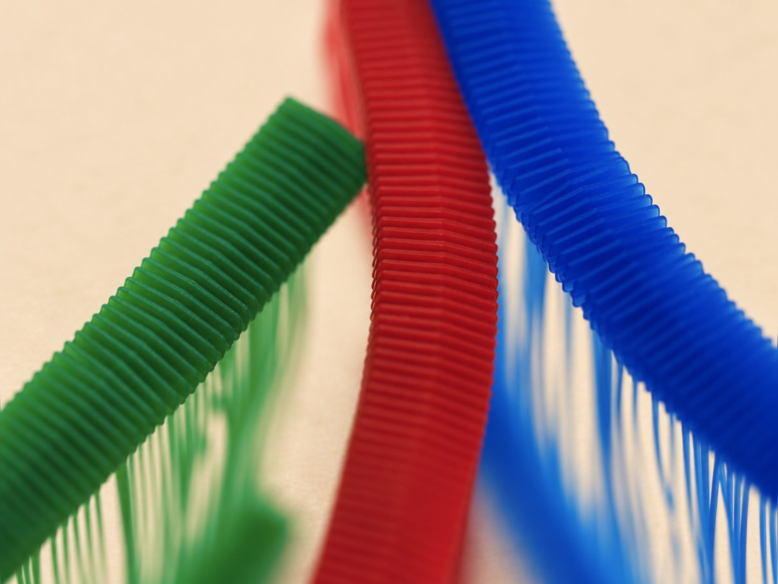 Green, red and blue Tag Pin strips