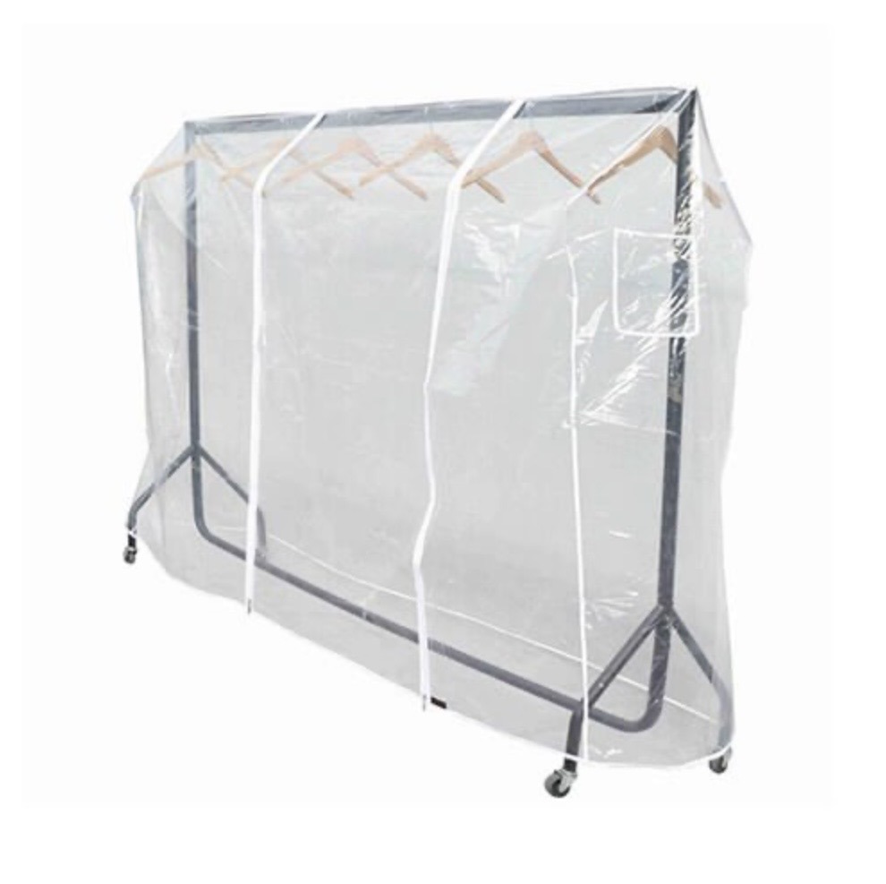 Garment rail with clear dust cover